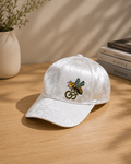 Bee Embroidered Satin Monogram Cap
